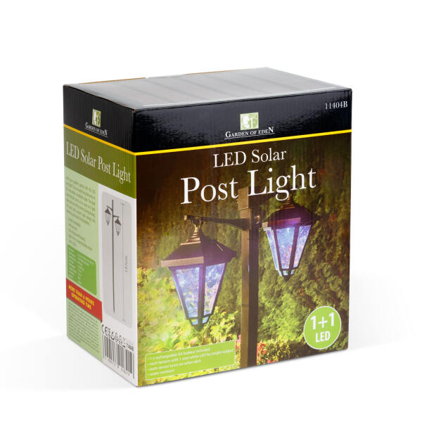 Afbeelding van Garden of Eden - Dubbele Landelijke Tuinlantaarn LED Solar op Prikspot - 137cm Hoog - Tuinverlichting /