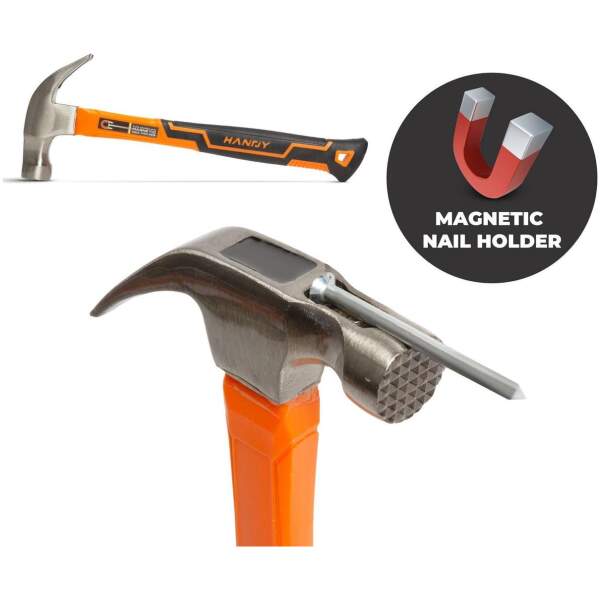 Afbeelding van Handy - Hamer / Klauwhamer - Met magnetische spijkerhouder -Gehard Staal - 28CM - BPK - f3fc 6fda 4f06 a501