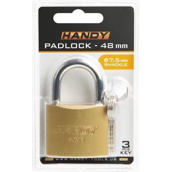 Afbeelding van Handy - Hangslot met Sleutel 48mm - Hangsloten - Gehard staal - Sluiting ⌀ 7.5MM - incl. 3 Sleutels - Slot