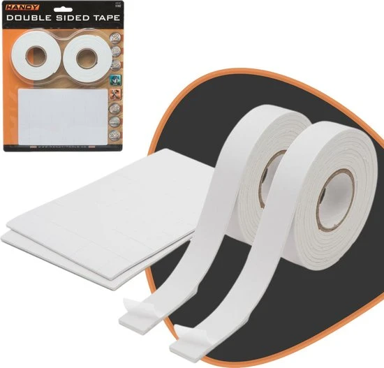 Afbeelding van Handy Dubbelzijdig Plakband - Foam Tape - Tape Extra Sterk - Montagetape 130-Delig - Rechthoekige plakkers