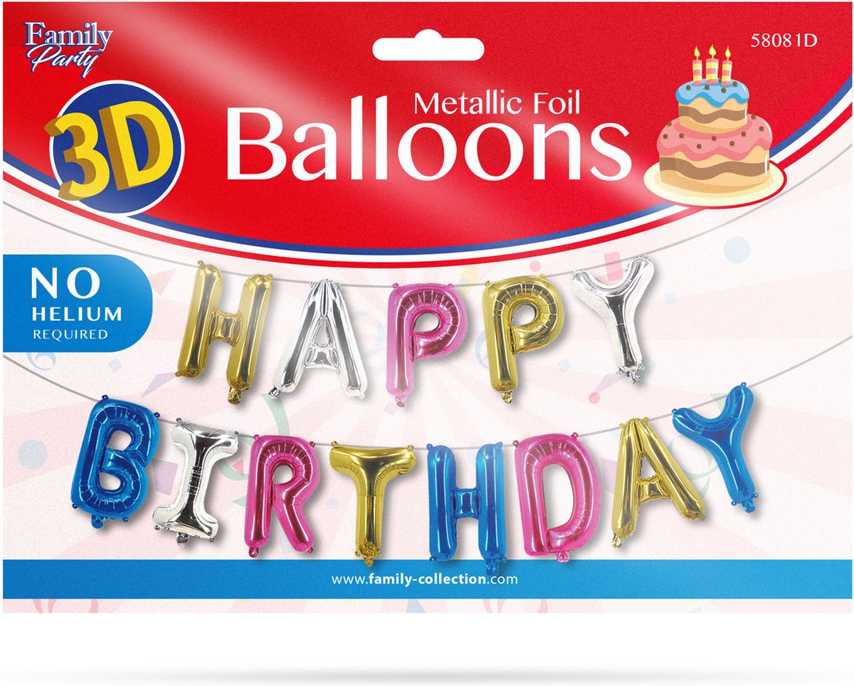 Afbeelding van Happy Birthday Slinger voor Verjaardag - Folie Ballonnen 13 stuks Grote Letterballonnen - Multi Kleur -