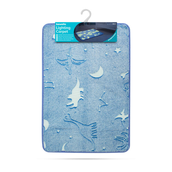 Afbeelding van Bewello - Kleine Lichtgevende GLOW in the DARK Kleed - 60 x 40 cm - Vloerkleedje - Mat - Kleedje voor op de