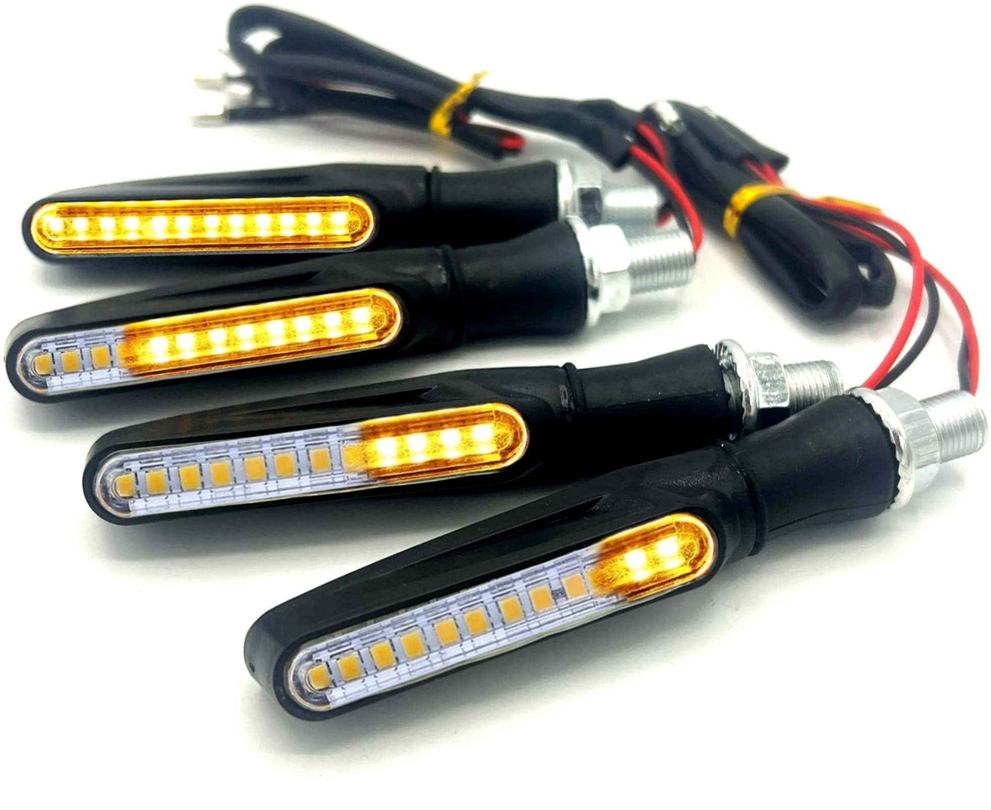 Afbeelding van HSXL - 4 stuks LED Motor Richtingaanwijzers Dynamisch - Motorknipperlichten - Universeel - Buigbaar -