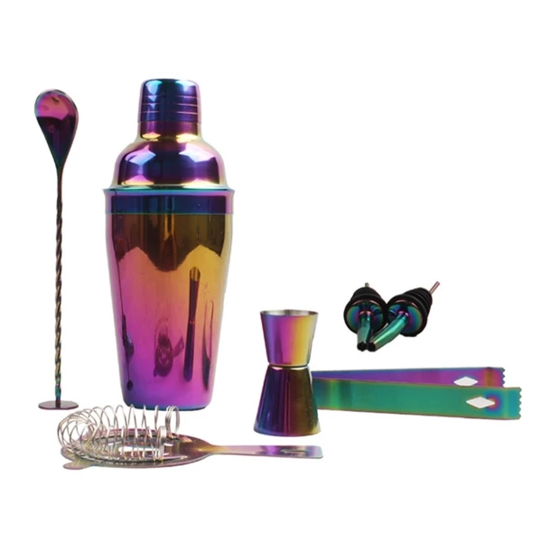 Afbeelding van Cocktail Shaker Set Regenboog- 8 delig - Cocktail shaker 500ML - Cocktail - Roestvrijstaal - Cocktails Maken