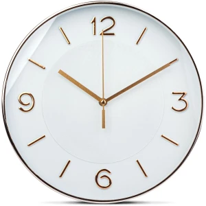 Afbeelding van Family Pound - 25cm Wandklok met stil Uurwerk - Wit /Rose Goud - HSM004 - Analoog - Klok - Moderne Stille