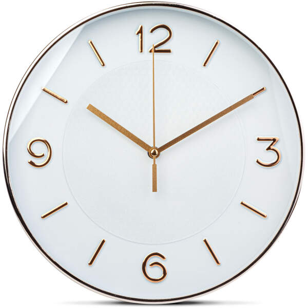 Afbeelding van Family Pound - 25cm Wandklok met stil Uurwerk - Wit /Rose Goud - HSM004 - Analoog - Klok - Moderne Stille