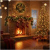Afbeelding van Dennenkrans - groen, besneeuwd - 200 cm - PVC 1 Stuks [56453] - 01 56453 web
