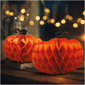 Afbeelding van Halloween decoratie - pompoen lantaarn - papier - 25/30 cm - 2 stuks / pak 1 Stuks [56583] - 01 56583 web