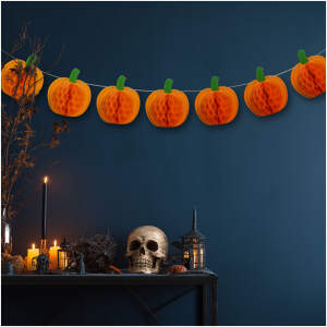 Afbeelding van Halloween decoratie - pompoen lantaarn slinger - papier - 2 m 1 Stuks [56586] - 01 56586 web