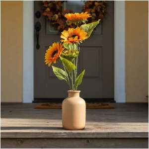 Afbeelding van Herfstdecoratie - zonnebloem - citroengeel - 3 koppen - 90 cm 1 Stuks [59003] - 01 59003 web