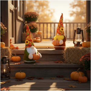 Afbeelding van Herfstdecoratie - kabouter met pompoen - 2 soorten - 35 x 13 x 13 cm 1 Stuks [59032] - 01 59032 web