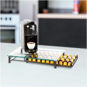 Afbeelding van Metalen koffiecapsulehouder – voor 60 Nespresso-capsules – 410 x 260 x 60 mm – matzwart 1 Stuks