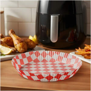 Afbeelding van Bakpapier voor de airfryer - voor olievrij koken - geruit, rond - 23 cm - 50 stuks / pak 1 Stuks [BW1032B] -