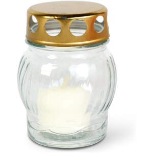 Afbeelding van Glazen waxinelichthouder met metalen deksel, Glaskleur: wit, Dekselkleur: goud - 10 cm 10 Stuks [TW1010] - 01