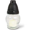 Afbeelding van Glazen waxinelichthouder met kunststof dop, Glaskleur: wit, Dopkleur: zwart - 14 cm 10 Stuks [TW1012] - 01