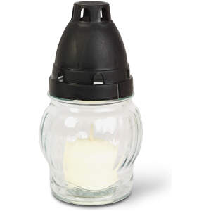 Afbeelding van Glazen waxinelichthouder met kunststof dop, Glaskleur: wit, Dopkleur: zwart - 14 cm 10 Stuks [TW1012] - 01