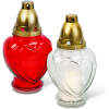 Afbeelding van Glazen kaars HARTvorm met kunststof dop, rood-wit - 21,7 cm 8 Stuks [TW1018] - 01 TW1018 web