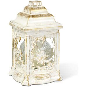 Afbeelding van Kathedraalkaars van kunststof met engelmotief, met binnenkaars van glas, kleur wit met antiek goud 6 Stuks