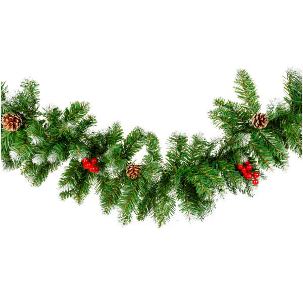 Afbeelding van Dennenkrans - groen, besneeuwd - 200 cm - PVC 1 Stuks [56453] - 02 56453 web