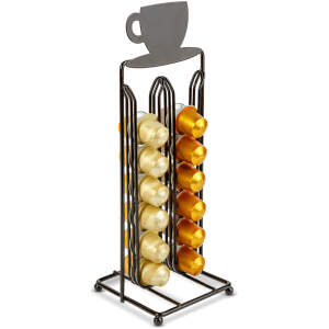 Afbeelding van Metalen koffiecapsulehouder – voor 28 Nespresso-capsules – 125 x 115 x 340 mm – matzwart 1 Stuks