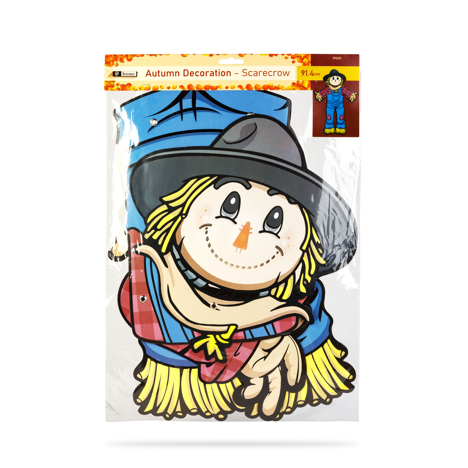 Afbeelding van Herfstdecoratie – Vogelverschrikker – met beweegbare ledematen – papier – 91,4 cm 1