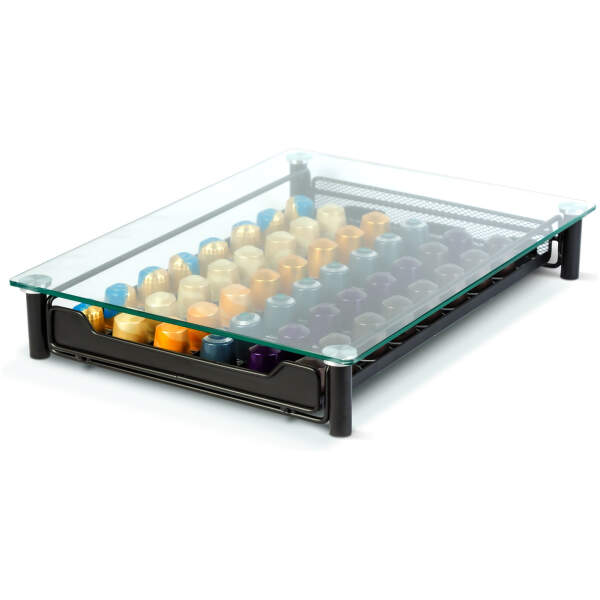 Afbeelding van Metalen koffiecapsulehouder – voor 60 Nespresso-capsules – 410 x 260 x 60 mm – matzwart 1 Stuks