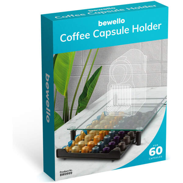 Afbeelding van Metalen koffiecapsulehouder – voor 60 Nespresso-capsules – 410 x 260 x 60 mm – matzwart 1 Stuks