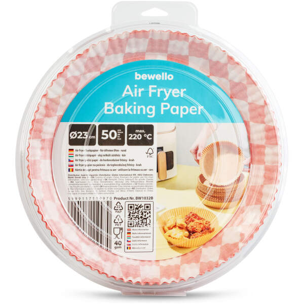 Afbeelding van Bakpapier voor de airfryer - voor olievrij koken - geruit, rond - 23 cm - 50 stuks / pak 1 Stuks [BW1032B] -