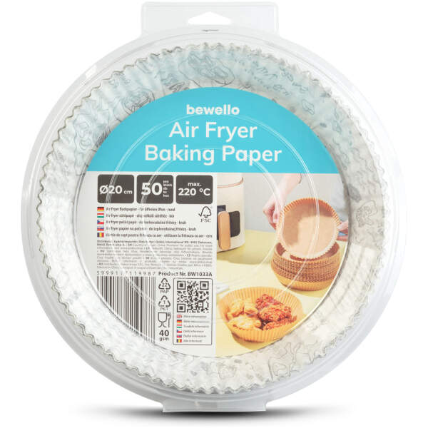 Afbeelding van Bakpapier voor de airfryer - voor olievrij koken - met patroon, rond - 20 cm - 50 stuks / pak 1 Stuks