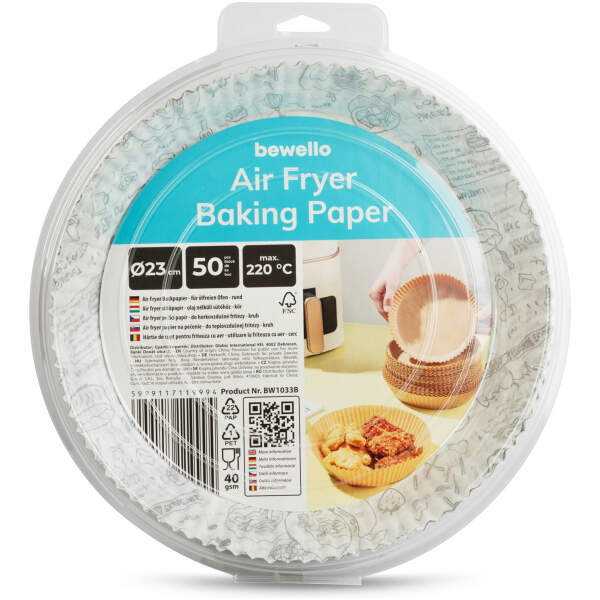 Afbeelding van Bakpapier voor de airfryer - voor olievrij koken - met patroon, rond - 23 cm - 50 stuks / pak 1 Stuks