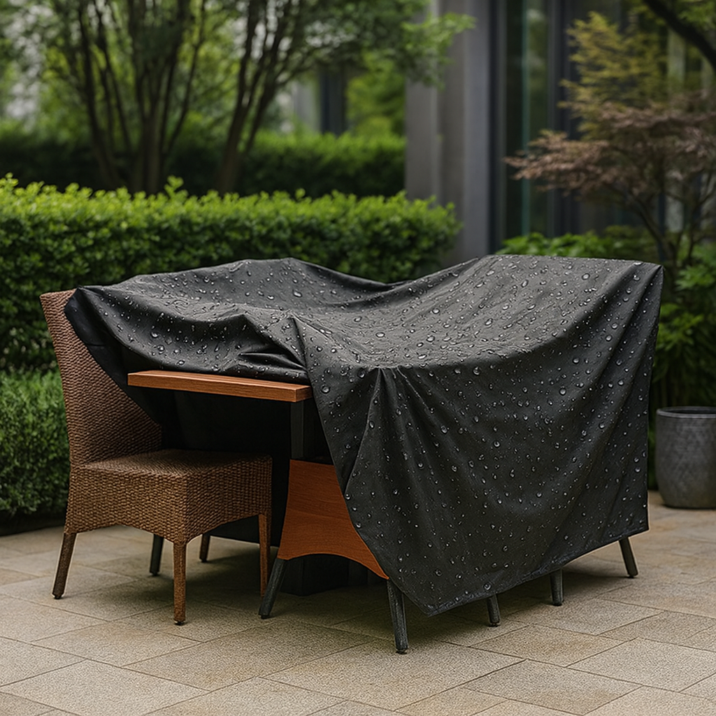 Afbeelding van Tuinset Beschermhoes Waterdicht met Trekkoord - Premium - 242 x 160 x 100 - Zwart - hoes Tuinmeubel -