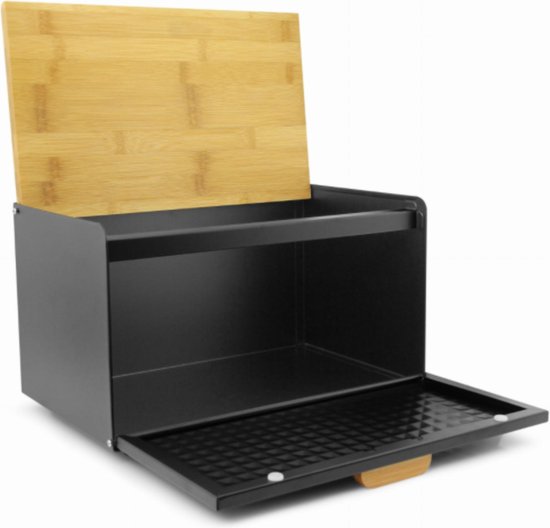 Afbeelding van Luxe Broodtrommel Zwart met Bamboe - Brood Bewaardoos - 36x21x21CM - Rechthoekig - 51a6 cadc 4247 a909