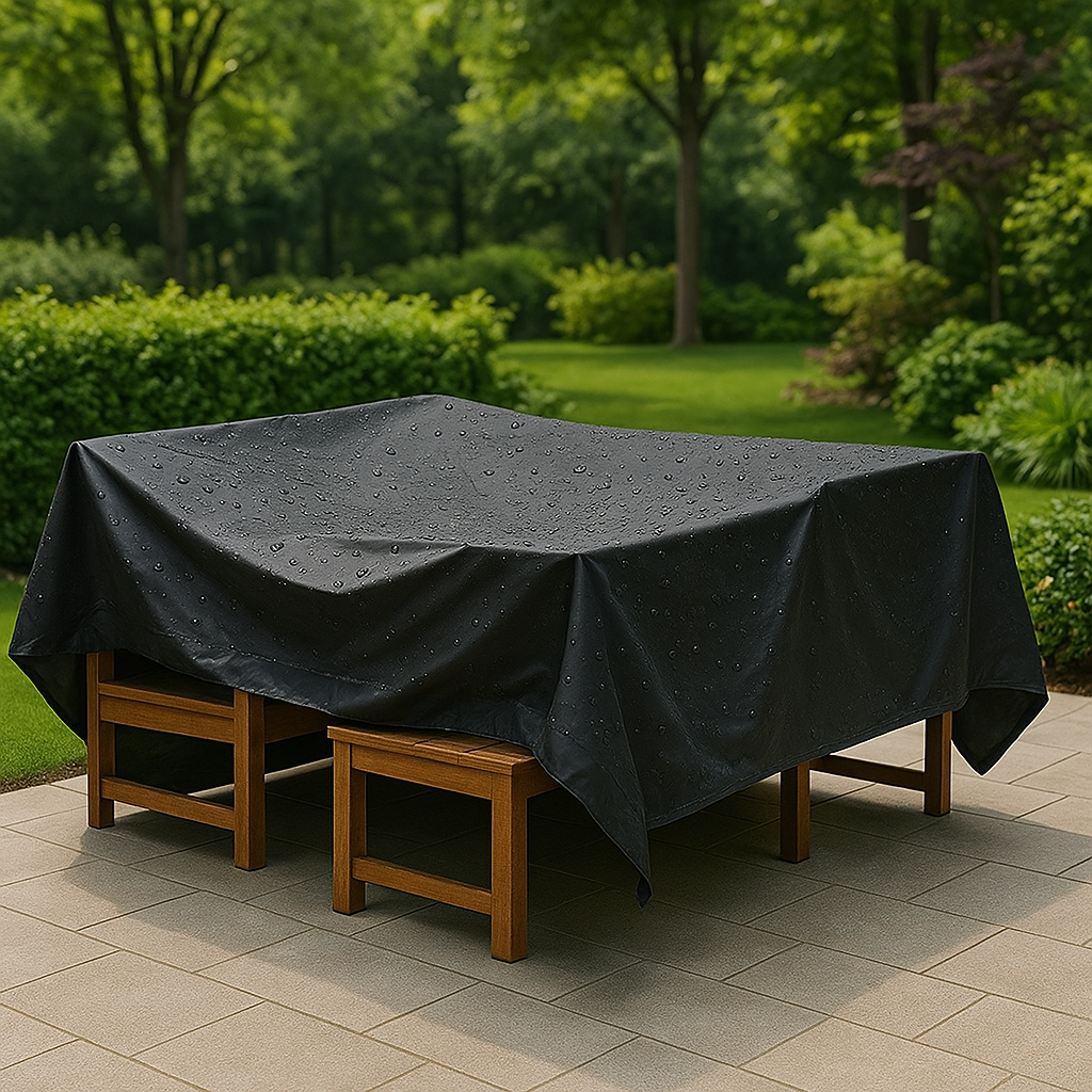 Afbeelding van Tuinset Beschermhoes Waterdicht met Trekkoord - Premium - 242 x 160 x 100 - Zwart - hoes Tuinmeubel -