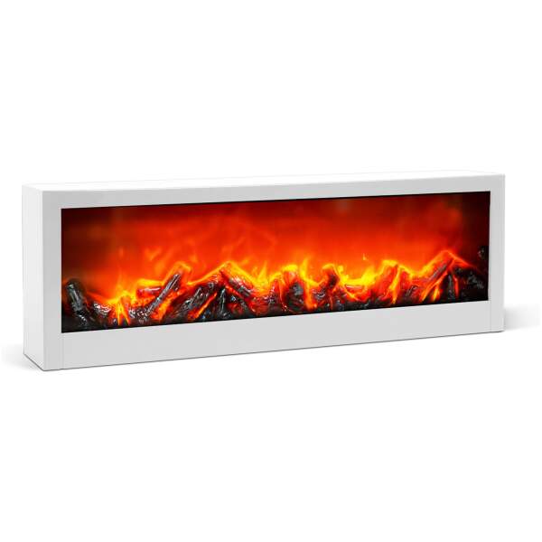 Afbeelding van Bewello - Mobiele Elektrische Sfeerhaard voor op een schouw of tafel - WIT - Open Haard met LED-vlameffect -