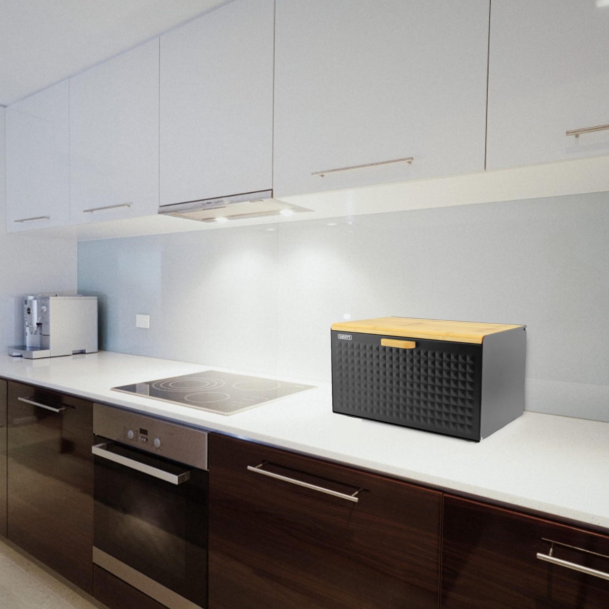 Afbeelding van Luxe Broodtrommel Zwart met Bamboe - Brood Bewaardoos - 36x21x21CM - Rechthoekig - af7f 44f8 4b37 a27a