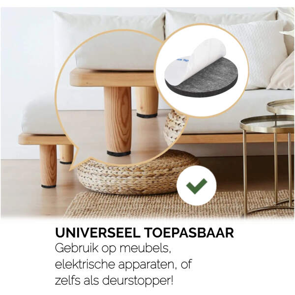 Afbeelding van 240x Premium Viltjes Stoelpoten - Zwart & Wit - Zelfklevend Anti Kras Meubelvilt voor Meubels - 240 stuks