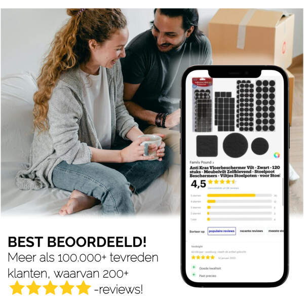 Afbeelding van 240x Premium Viltjes Stoelpoten - Zwart & Wit - Zelfklevend Anti Kras Meubelvilt voor Meubels - 240 stuks