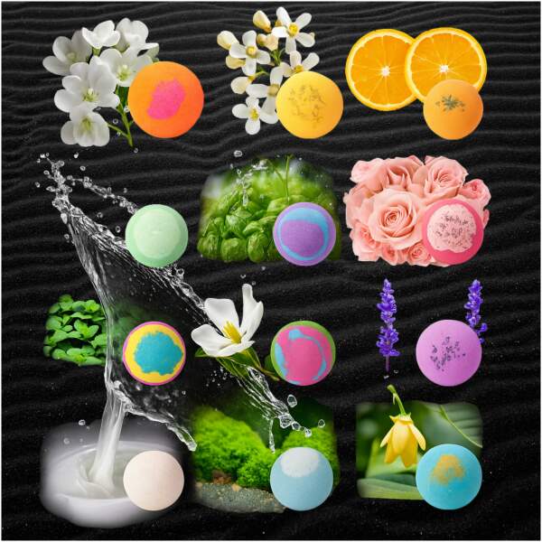 Afbeelding van 12x Bruisballen Bad + Badbom Opener Cadeauset (Badbommen/Bath Bombs) – 12 Stuks – Badballen Handgemaakt,