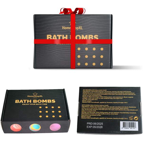 Afbeelding van 12x Bruisballen Bad + Badbom Opener Cadeauset (Badbommen/Bath Bombs) – 12 Stuks – Badballen Handgemaakt,
