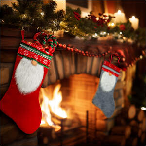 Afbeelding van Kerstsok - 45 cm - textiel - 2 soorten 1 Stuks [58669A] - 01 58669A web