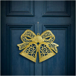 Afbeelding van Kerstversiering, strik, hangend, glitter, goud, 35 cm 1 Stuks [59705A] - 01 59705A web