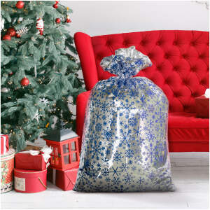 Afbeelding van Kerstcadeautas – extra groot – folie – sneeuwvlok – 78 x 120 cm 1 Stuks [59707B] - 01 59707B web