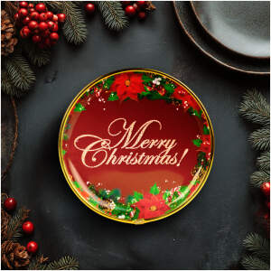 Afbeelding van Kerstschaal – kunststof – „Vrolijk Kerstfeest” – 22 cm 1 Stuks [59717A] - 01 59717A web