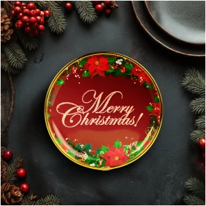 Afbeelding van Kerstschaal – kunststof – „Vrolijk Kerstfeest” – 22 cm 1 Stuks [59717A] - 01 59717A web