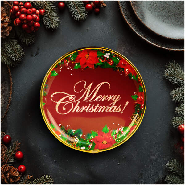 Afbeelding van Kerstschaal – kunststof – „Vrolijk Kerstfeest” – 22 cm 1 Stuks [59717A] - 01 59717A web