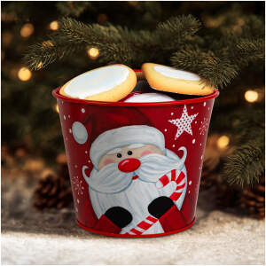 Afbeelding van Kerstdecoratie - metalen pot, emmer - Kerstman - 13 x 11 cm 1 Stuks [59724A] - 01 59724A web