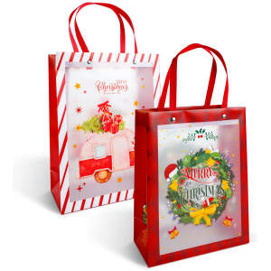 Afbeelding van Kerstcadeautas - 24 x 19,5 x 9,5 cm - 2 soorten 1 Stuks [59725] - 01 59725 web
