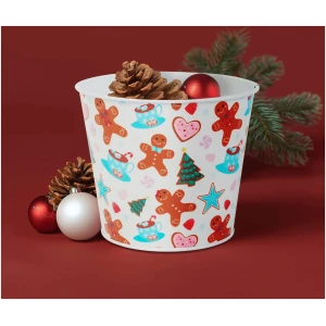 Afbeelding van Kerstdecoratie - metalen bloempot, emmer - peperkoek - 13 x 11 cm 1 Stuks [59733A] - 01 59733A web