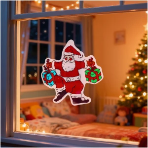 Afbeelding van Kerst raamdecoratie - Kerstman - met zuignap - 30 x 29 cm 1 Stuks [59736A] - 01 59736A web