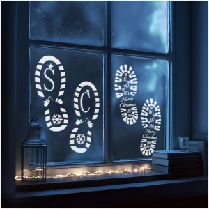 Afbeelding van Kerstdecoratie - voetafdruk sjabloonset - kunststof - 30,5 x 14 cm - 4 stuks / verpakking 1 Stuks [59741] -